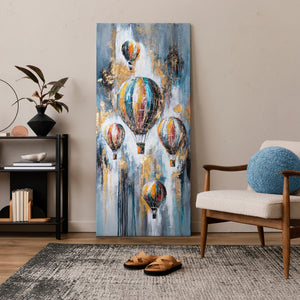 Wohnzimmer Wanddeko mit Leinwandbild Heißluftballons & Dekor