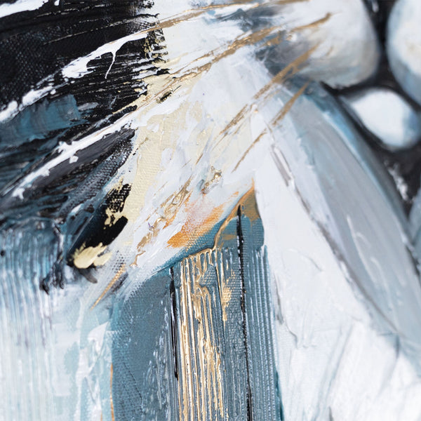 Close‑up Acrylmalerei Katzenportrait mit Goldakzent