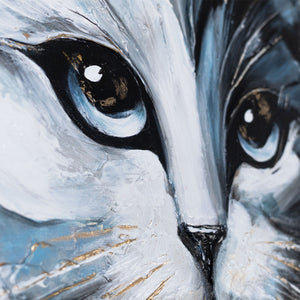 Bilder Wohnzimmer: Katzenporträt als abstraktes Gemälde