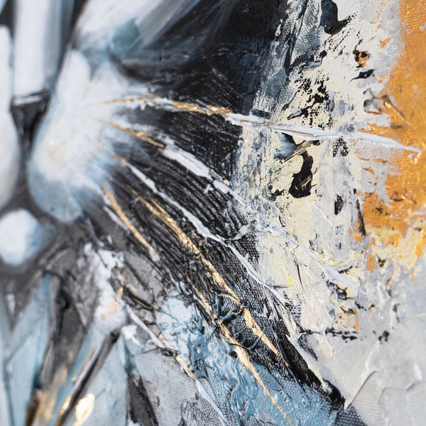 Moderne Kunst Leinwandbild Katze mit Gold‑Akzenten