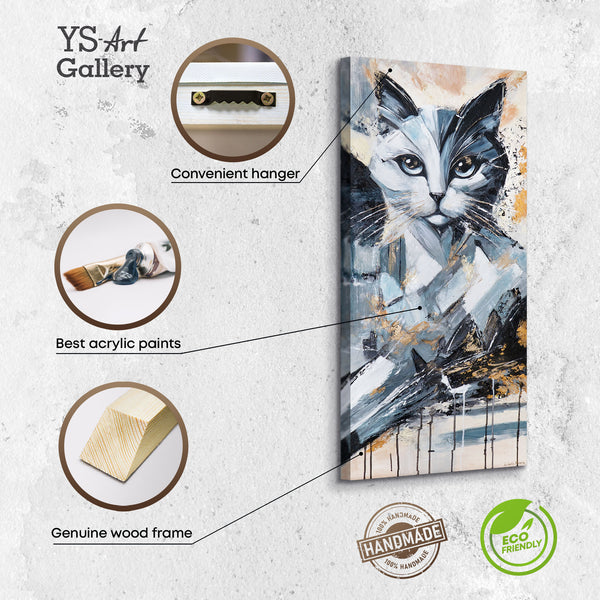 Infografik Acrylbild Katzenportrait mit Wandaufhänger