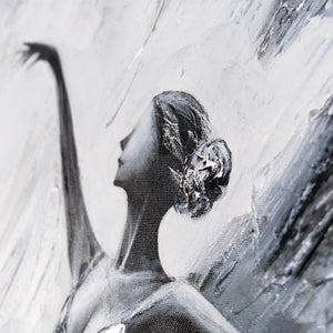 Close‑up Ballerina‑Profil in abstrakter Malerei