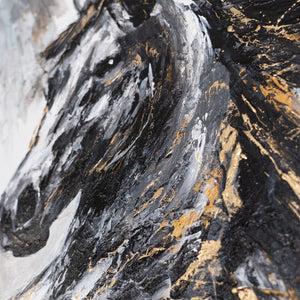 Nahaufnahme Mähne im abstrakten Acryl-Pferdebild auf Leinwand