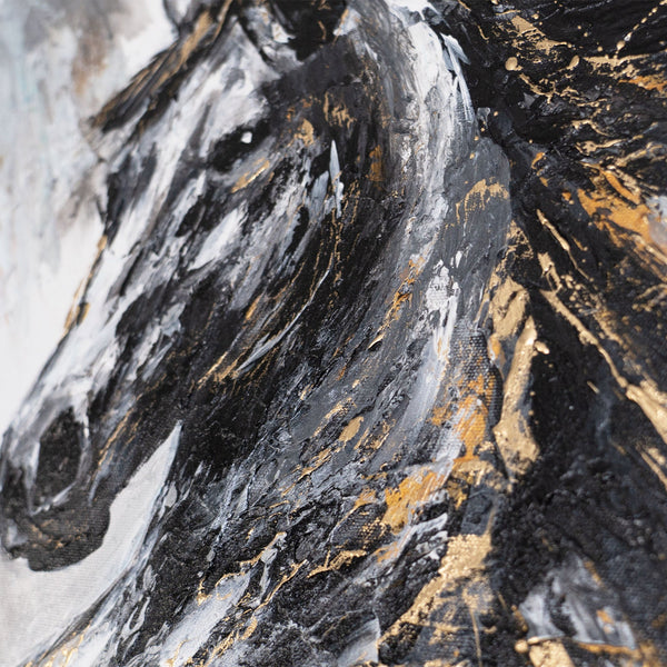 Nahaufnahme Mähne im abstrakten Acryl-Pferdebild auf Leinwand