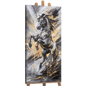 Acrylbild springendes Pferd auf Staffelei Leinwand abgebildet