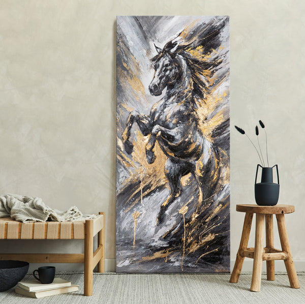 Acrylbild Pferd im Wohnraum – moderne Wanddeko Leinwandbild