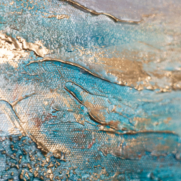 Abstrakte Wellenstruktur in Türkis – Acrylbild mit Tiefe