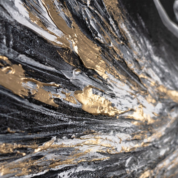 Close-up goldener Pinselstriche im abstrakten Ballerinabild