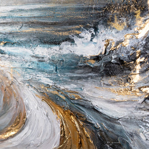 Detailansicht mit Struktur und Goldakzenten auf Leinwandbild