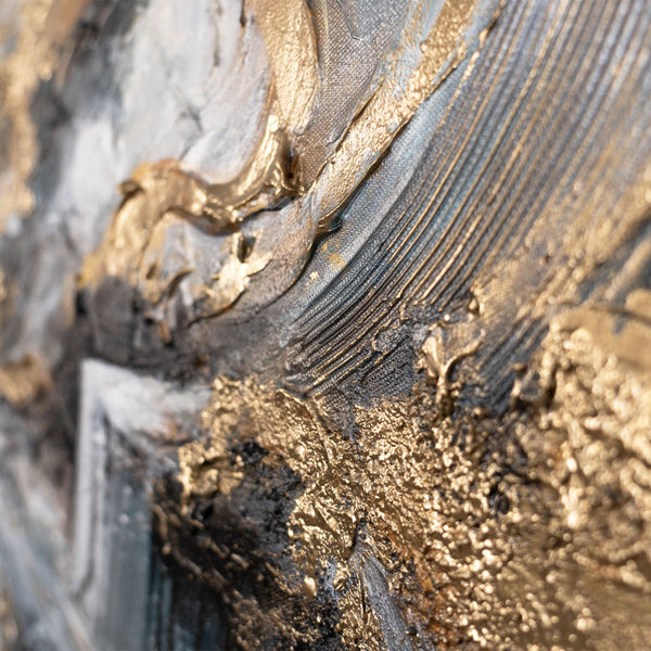 Strukturiertes Acrylbild mit Türkis und Schwarz – Detail