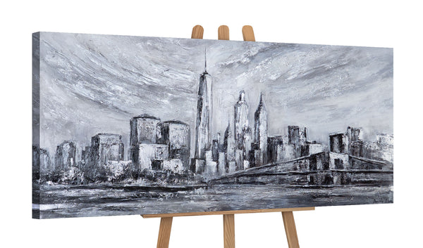 Stadtbild auf Staffelei – modernes Acrylbild Skyline Leinwand