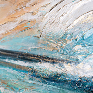 Blaue Wellen Acrylmalerei mit Textur auf Leinwand