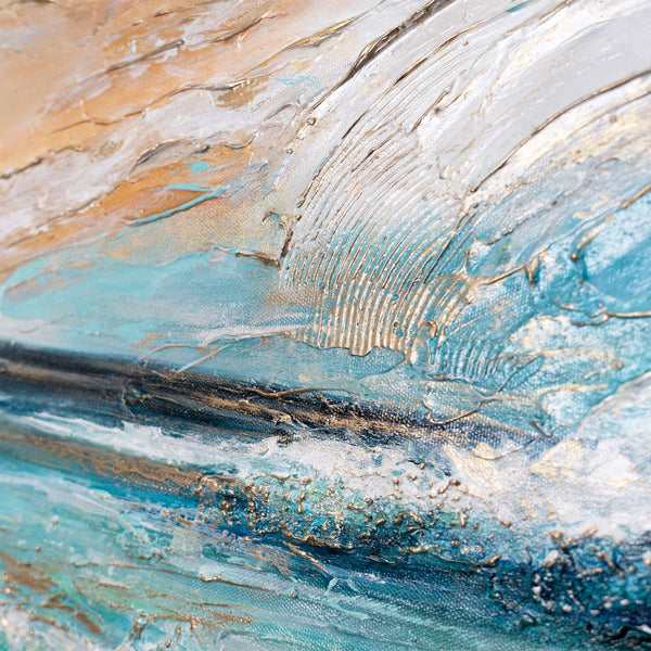 Blaue Wellen Acrylmalerei mit Textur auf Leinwand