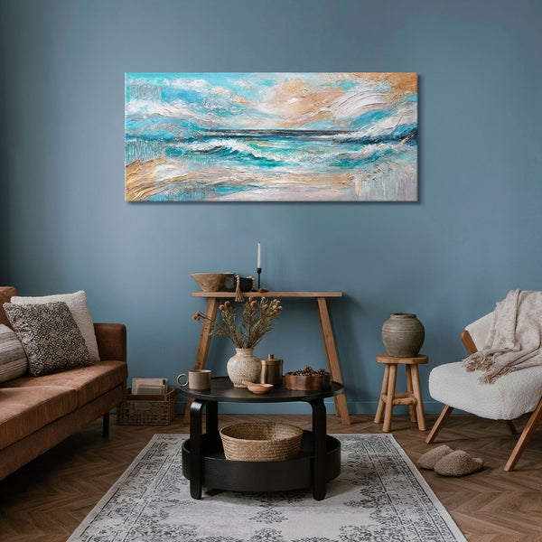 Interieur mit meer landschaft acrylgemälde modern