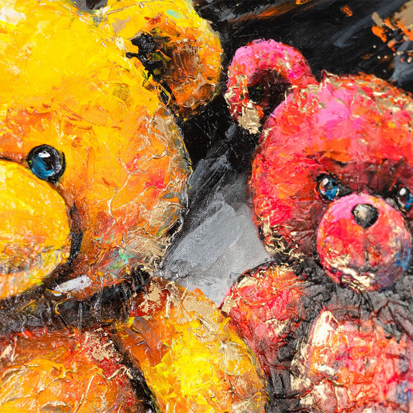 Roter Bär auf Leinwand – modernes handgemaltes Acrylbild