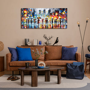 Wandbild Stadt mit Regenschirmen als moderne Wohnzimmer Deko