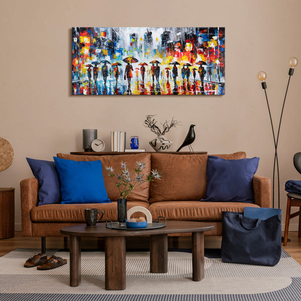 Wandbild Stadt mit Regenschirmen als moderne Wohnzimmer Deko