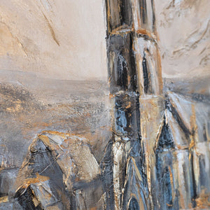 Leinwand Kunst mit Kathedrale, Acrylfarben, Struktur