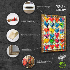 Cuadros enmarcados pintados a mano, decoración de pared moderna para la sala de estar, "Paleta de Amor".