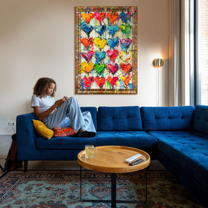 Cuadros enmarcados pintados a mano, decoración de pared moderna para la sala de estar, "Paleta de Amor".