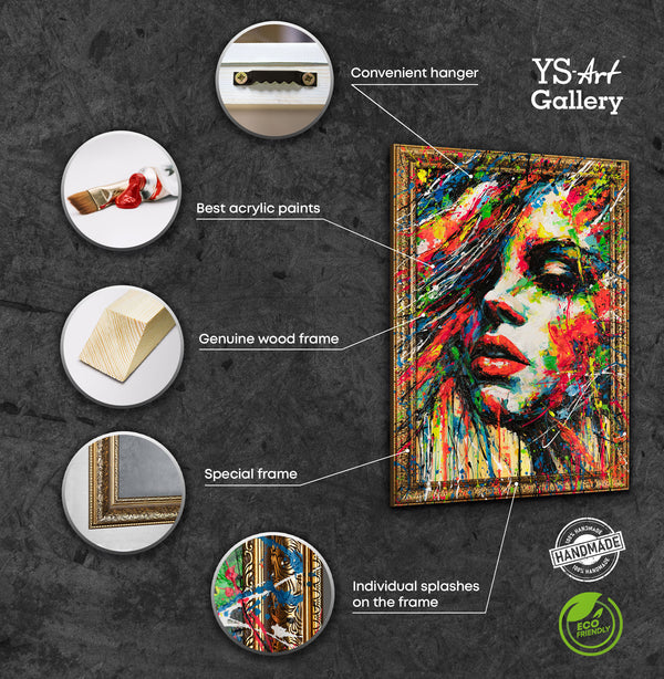 Cuadros pintados a mano sobre lienzo con marco "Los Colores de la Pasión"