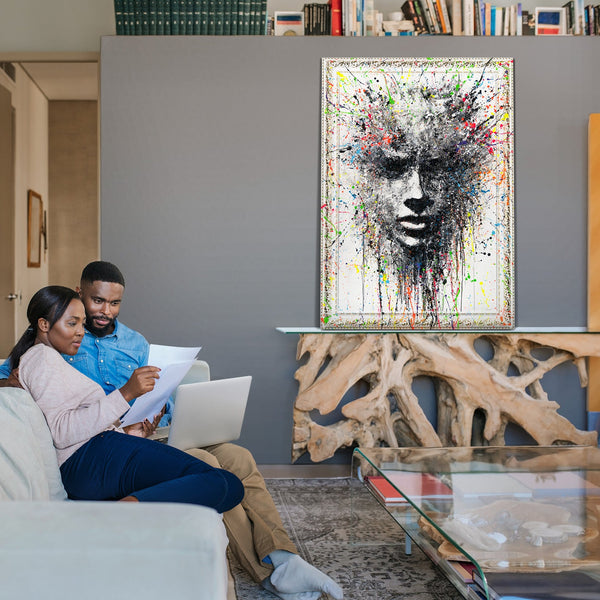 Cuadros abstractos modernos con marco - Decoración de pared "Imagen etérea"