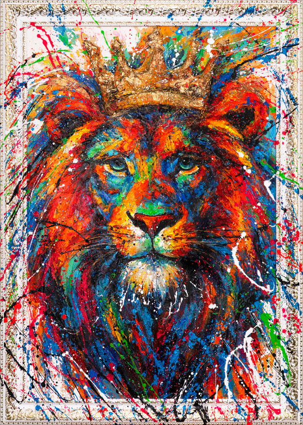 Acrylmalerei Löwe abstraktes Leinwandbild im Studio