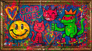 Farbenfrohe Acrylmalerei auf Leinwand