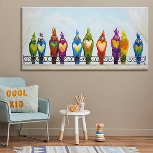 Cuadros Abstractos de Pájaros Acrílicos "Pájaros Divertidos"