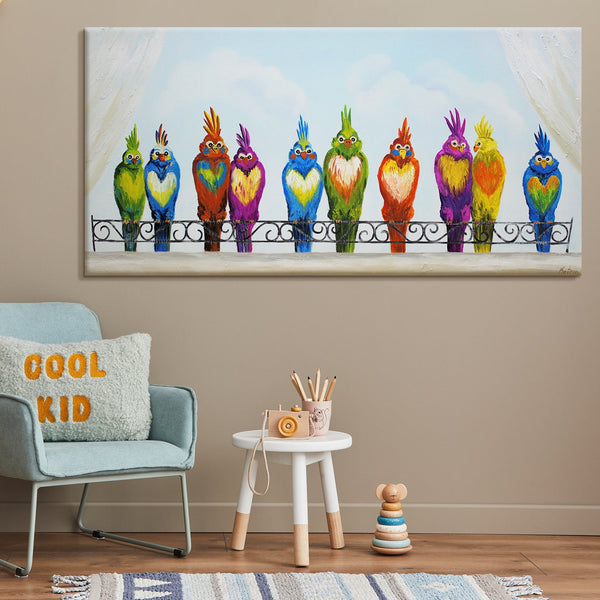 Cuadros Abstractos de Pájaros Acrílicos "Pájaros Divertidos"