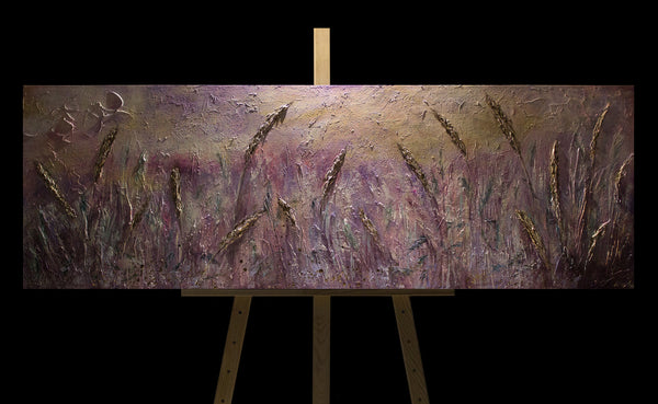 Pintura Acrílica a Mano Paisaje "Rocío de la Mañana" 150x50cm