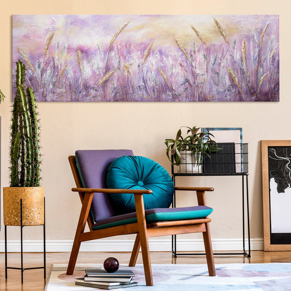 Pintura Acrílica a Mano Paisaje "Rocío de la Mañana" 150x50cm