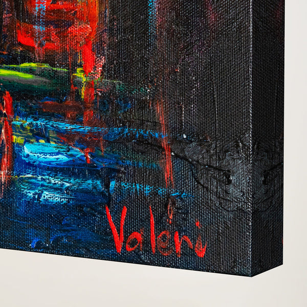 Cuadro acrílico "Avenida otoñal" – Pintura moderna hecha a mano para salón