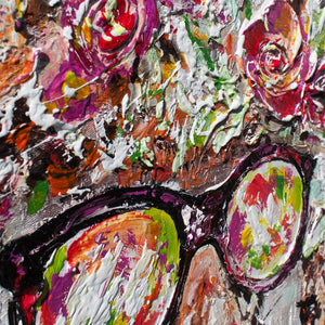 kunstdruck modern Detail der farbenfrohen Giraffenmuster