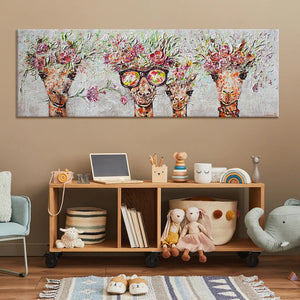 Cuadros acrílicos sobre lienzo "Jirafas" con marco – Arte moderno