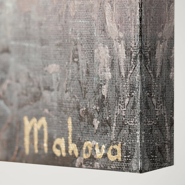 Arte abstracto – Cuadro pintado a mano sobre lienzo con acento dorado