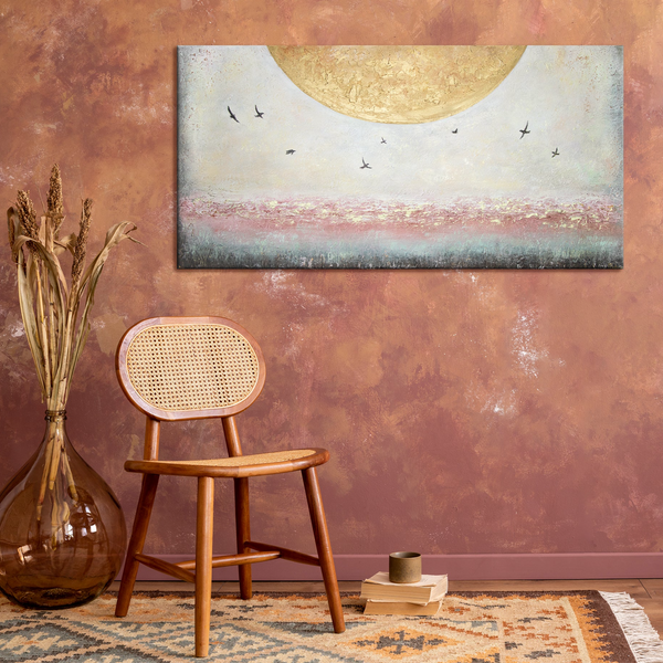 Pintura acrílica abstracta de paisaje "Energía del Sol"