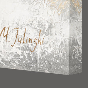 Cuadro abstracto con marco "Lazo dorado" en lienzo pintado a mano