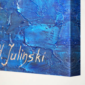 Pintura abstracta en lienzo "Marino" arte moderno pintado a mano con marco