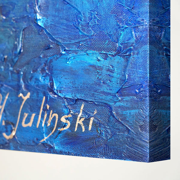 Pintura abstracta en lienzo "Marino" arte moderno pintado a mano con marco