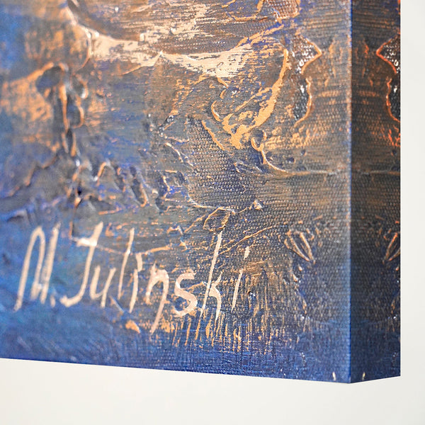 Pintura abstracta en lienzo "Marino II" cuadro pintado a mano con marco