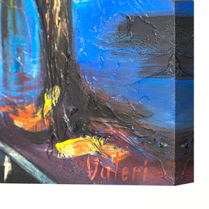 Pintura Abstracta Hecha a Mano "Anochecer en París"