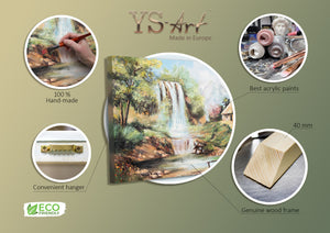 Pintura de Paisaje Acrílica sobre Lienzo "Cascada" 140x70 cm