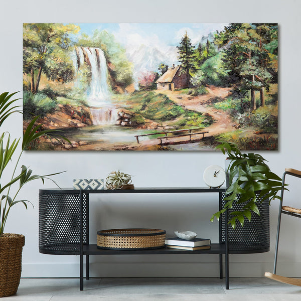 Pintura Abstracta Hecha a Mano sobre Lienzo "Cascada" 120x60 cm