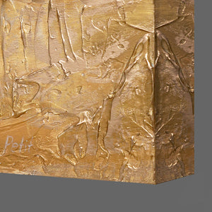 Pintura acrílica abstracta con acentos dorados – Arte moderno sobre lienzo