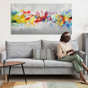 Pinturas Acrílicas en Lienzo: Obras de Arte Abstracto Moderno "Vida Colorida"