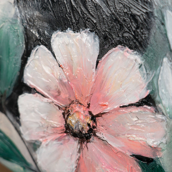 blume acrylmalerei, kinderzimmer wanddeko, tiere auf leinwand, florale details rund, bilder fürs kinderzimmer modern