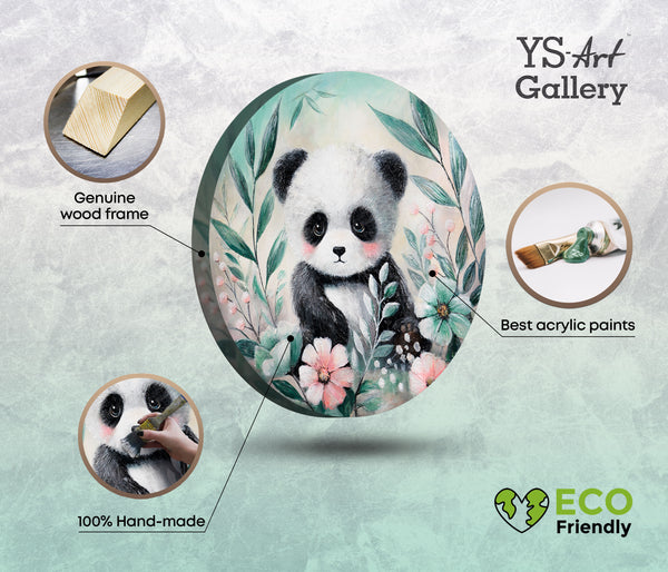 eco wanddeko kinderzimmer, handgemalte acrylbilder, leinwand rund, hochwertige materialien, tiere bilder, holzrahmen