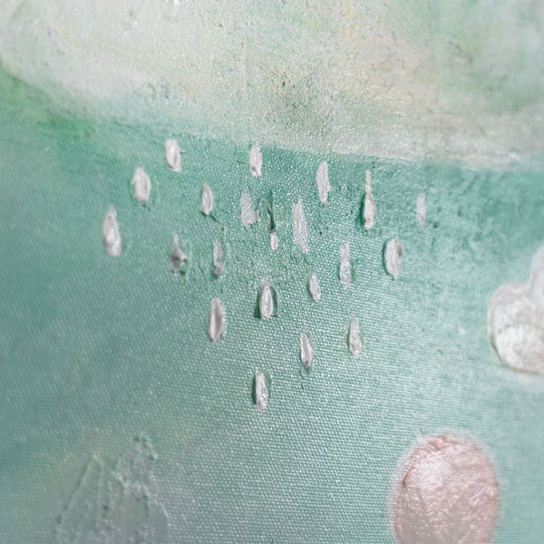 regen detail auf acrylbild, wandbilder kinderzimmer rund, struktur leinwand, tiere bilder handgemalt