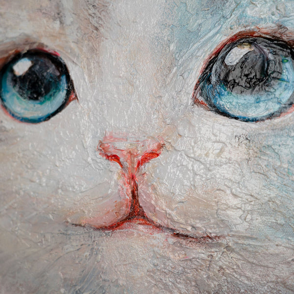 katzengesicht detail, kinderzimmer wanddeko, acrylbilder tiere, runde leinwand handgemalt